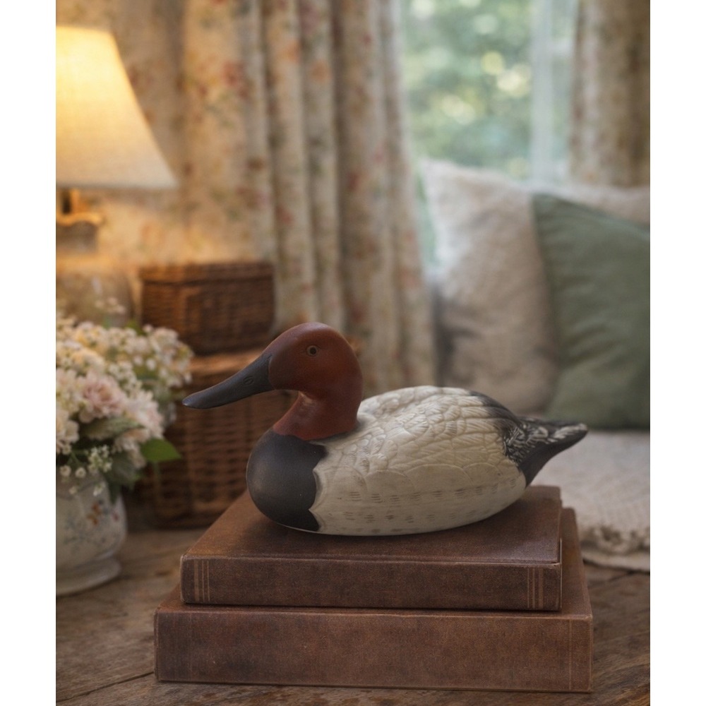 Vintage‎ Ceramic Canvasback Duck Decoy, Hand-painted Vintage Folk Decor